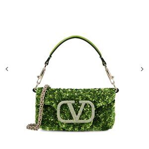 Valentino Garavani VLogo Signature Green Sequin embellished Mini Women Bag